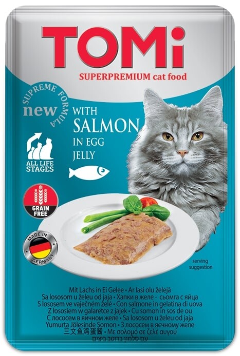 Tomi Pouch Pate Somonlu Ve Yumurtalı Tahılsız Yetişkin Kedi Konservesi 100 GR | SRC: Barcode: 4003024490891